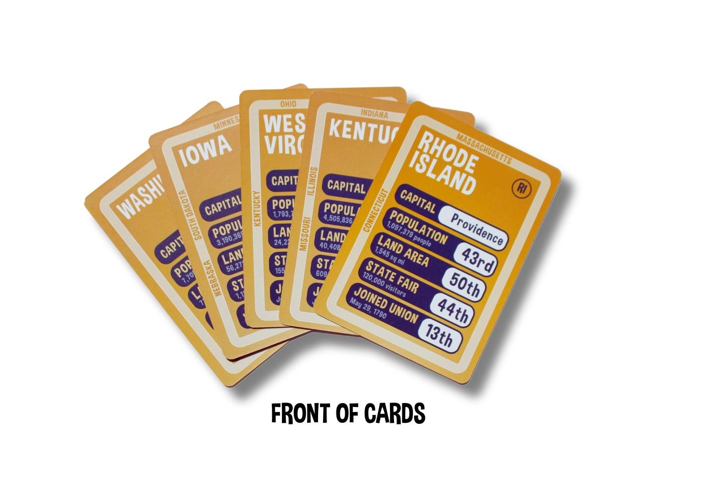 Kindertrekk USA States and Capitals Flash Cards | Learn All 50 States and Capitals | Additional State Facts Included | Use As Flashcards or Card Games | Made in The USA | Ages 6+