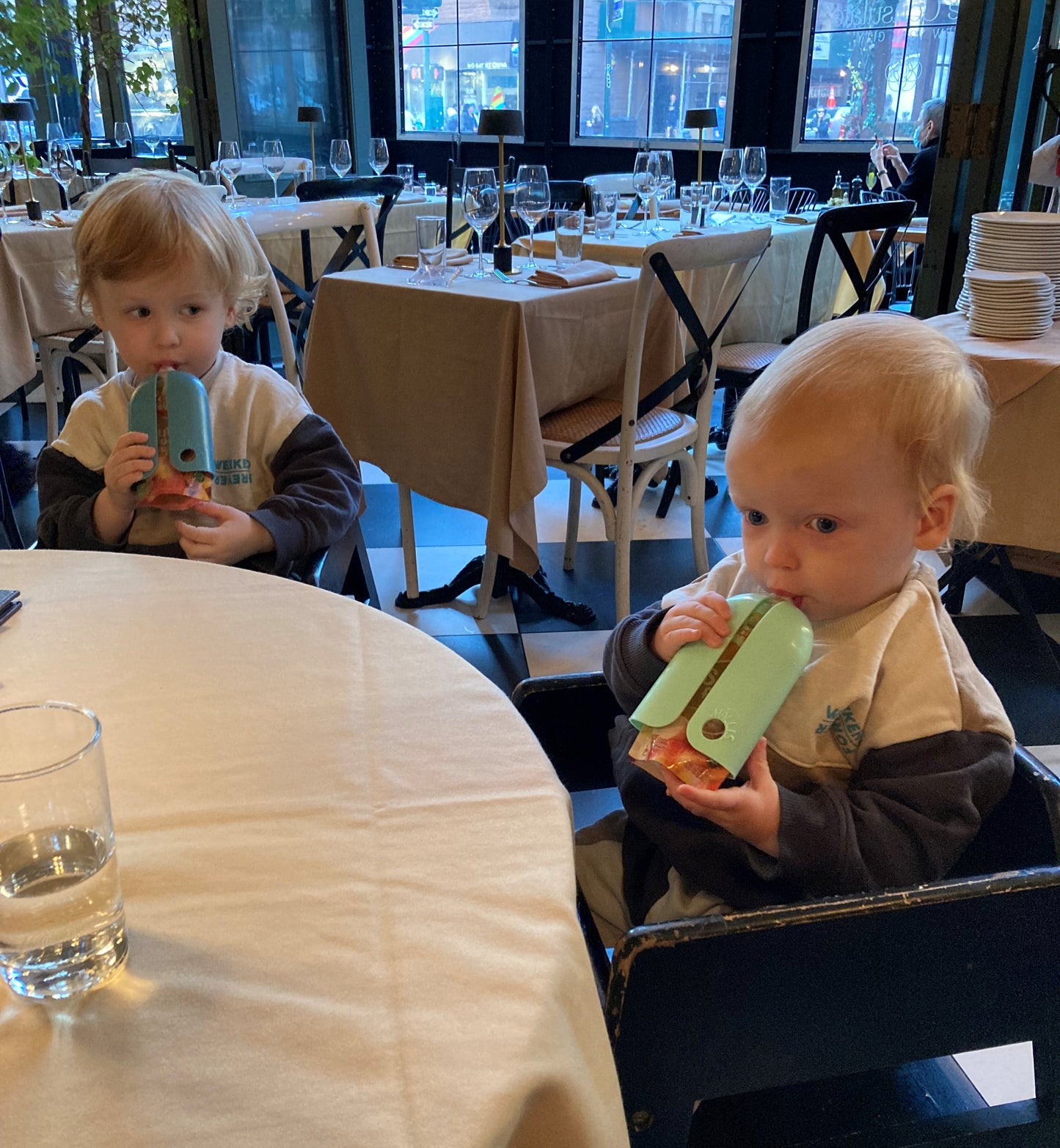 Kindertrekk™ The Swedish Squeeze Pouch Holder | The Baby Product You Didn't Know You were Missing | Enjoy a Snack on The Go | No More Messy Clean-ups | Fits Most Squeeze Pouches | Age 9month+