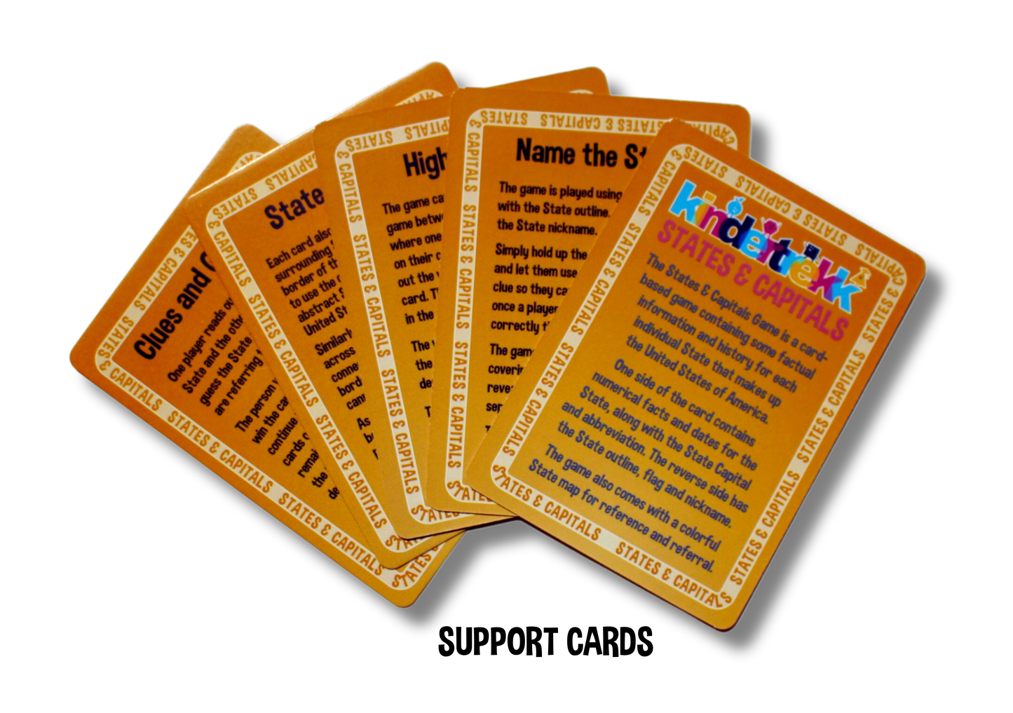 Kindertrekk USA States and Capitals Flash Cards | Learn All 50 States and Capitals | Additional State Facts Included | Use As Flashcards or Card Games | Made in The USA | Ages 6+