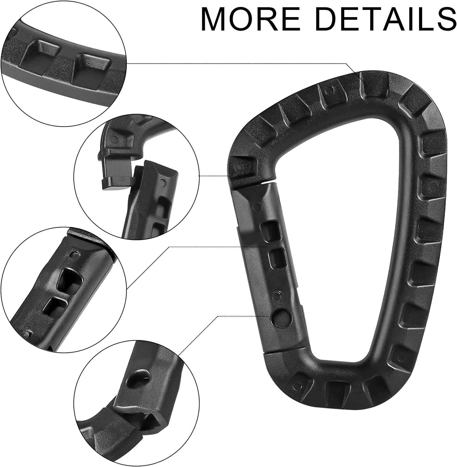 attach plastic shackle carabiner d-ring clip